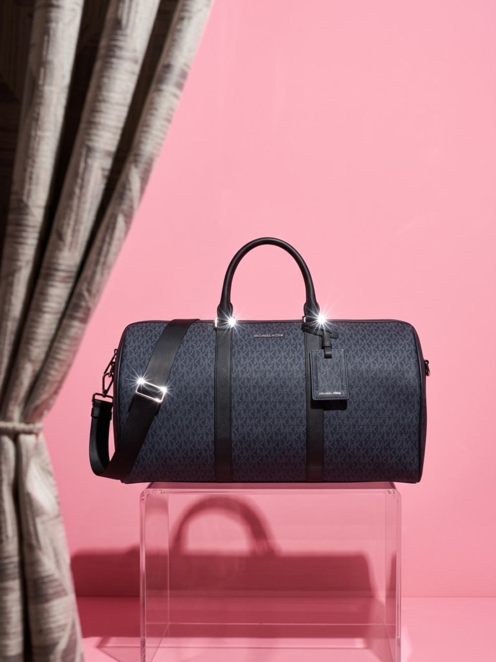 Michael Kors Navy MK Monogram Duffel with Black Trim - Picture 8 of 8